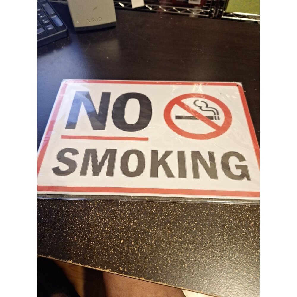 No Smoking Metal Tin Sign 8" x 12" Vintage Style Warning Sign Wall Decor